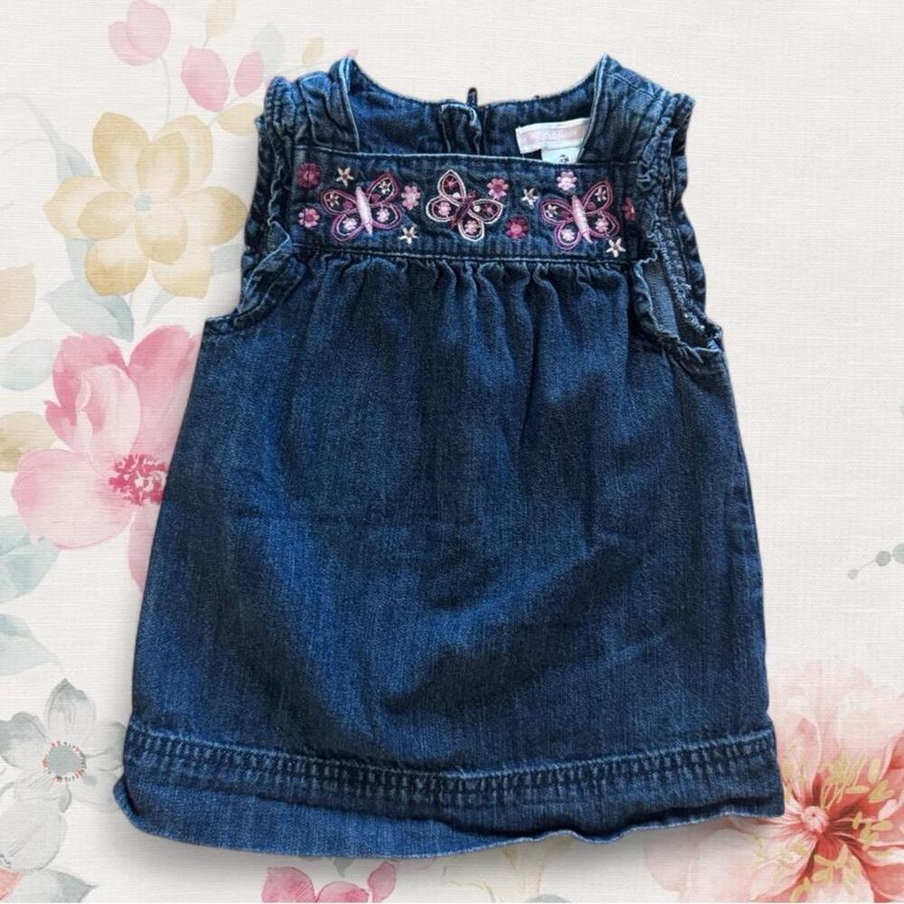 Vintage Y2K embroidered butterfly denim dress Old Navy 6-12 month